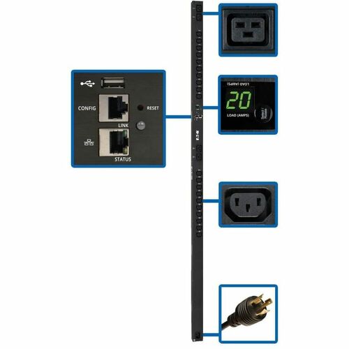 Eaton PDUMV20HVNETLX Unidad de distribución eléctrica - Conforme con normas TAA - Conmutado - NEMA L6-20P, IEC 60320 C20 -