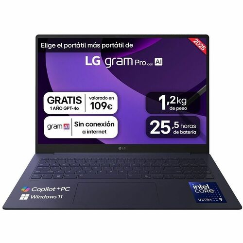 LG gram Pro 16Z90TS 16Z90TS-G.AU99B 40.6 cm (16") Copilot+ PC Notebook - WQXGA - 144 Hz - Intel Core Ultra 9 288V - Intel 