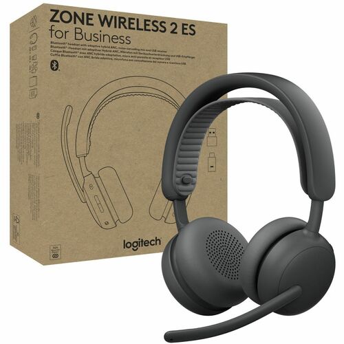 Logitech Zone Wireless 2 ES for Business - Noise-Canceling Wireless Headset with Adaptive Hybrid ANC, Microsoft Teams Cert