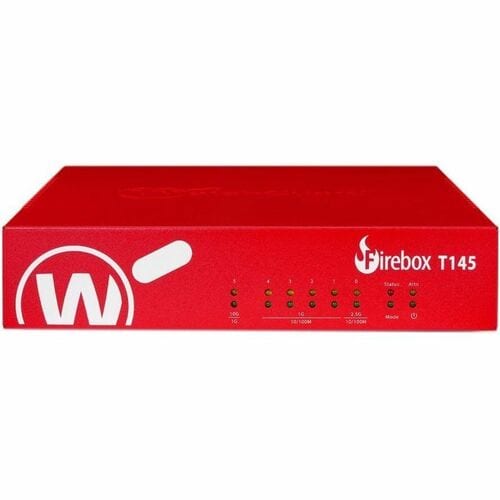 WatchGuard Firebox T145 Network Security/Firewall Appliance - Centralized Management - 5 Port - 2.5 Gigabit Ethernet, Giga