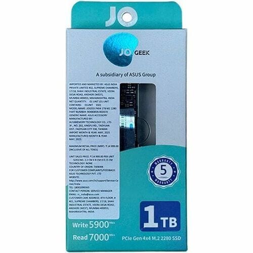 JOGEEK SSD-1TB-2280-NVME 1 TB Solid State Drive - M.2 2280 Internal - PCI Express NVMe (PCI Express NVMe 4.0 x4) - 7000 MB