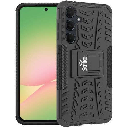 Strike Rugged Case for Samsung Galaxy A56 (Black) - For Samsung Galaxy A56 Smartphone - Hybrid Design , Rubberised - Black