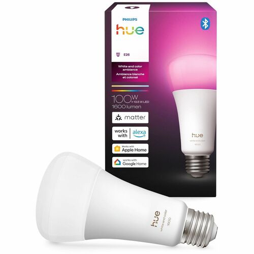 Philips Hue 100W A21- E26 Smart Bulb - 13.50 W - 100 W Incandescent Equivalent Wattage - 110 V AC, 130 V AC - 1600 lm - St