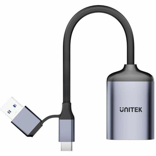 SD4.0 /Micro SD4.0 Dual-LUN Card Reader with USB-A & USB-C Plugs Space Grey UNITEK hook color box