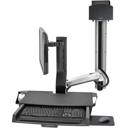 Ergotron StyleView Wall Mount for Keyboard, Monitor, Bar Code Scanner - Polished Aluminum - 1 Display(s) Supported - 61 cm