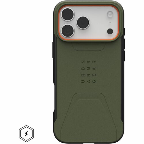 Urban Armor Gear Civilian iPhone 17 Pro Max Case - Olive/Orange - For Apple iPhone 17 Pro Max Smartphone - Olive, Orange -