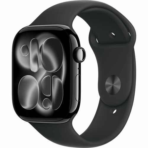 Apple Watch Series 11 Smart Watch - 46 mm Case Height - 39 mm Case Width - Jet Black Case Color - Black Band Color - Alumi