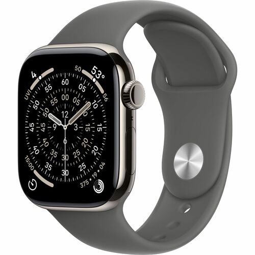 Apple Watch Series 11 Smartwatch - 42 mm Case Height - 36 mm Case Width - Natürlich Tasche, Farbe - Grau Band Color - Tita