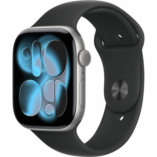 Apple Watch Series 11 Smartwatch - Grau Tasche, Farbe - Schwarz Band Color - Aluminium Gehäusematerial - Gummi Band Materi
