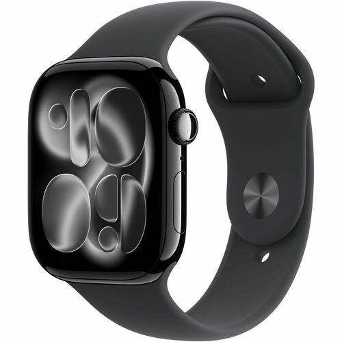 Apple Watch Series 11 Smart Watch - 46 mm Case Height - 39 mm Case Width - Jet Black Case Color - Black Band Color - Alumi