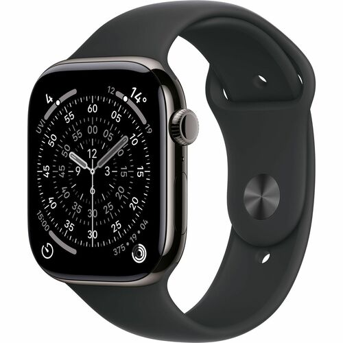 Apple Watch Series 11 Smart Watch - Slate Case Color - Black Band Color - Titanium Case Material - Rubber Band Material - 