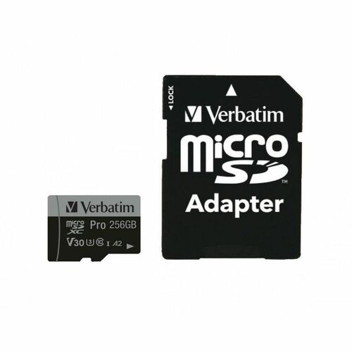 Verbatim Pro 256 GB Class 3/UHS-I (U3) V30 microSDXC - 100 MB/s Read - 90 MB/s Write