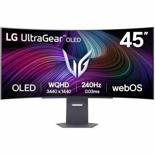 LG UltraGear 45GX90SA-B 45" (114.3 cm) Class UW-QHD Curved Screen Gaming OLED Monitor - 21:9 - Black - 44.5" (113 cm) View