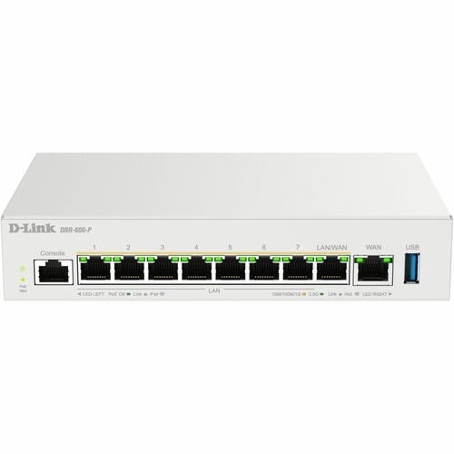 D-Link DBR-600-P Router - 9 Ports - 8 RJ-45 Port(s) - 1 WAN Port(s) - PoE Ports - Management Port - 2.5 Gigabit Ethernet -