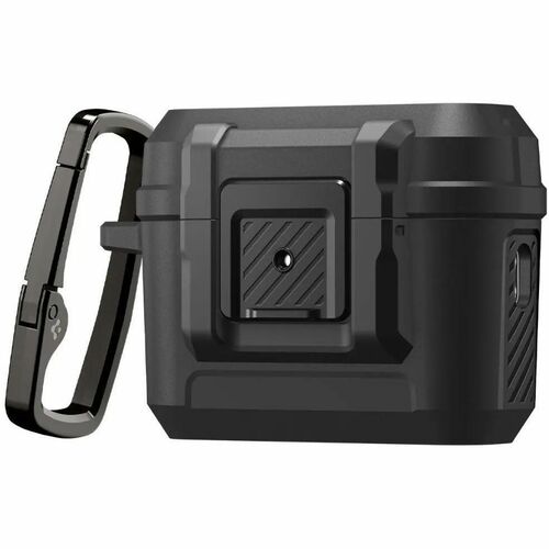 Spigen Lock Fit Carrying Case Apple AirPods Pro 3 - Matte Black - Drop Resistant - Thermoplastic Polyurethane (TPU) Exteri