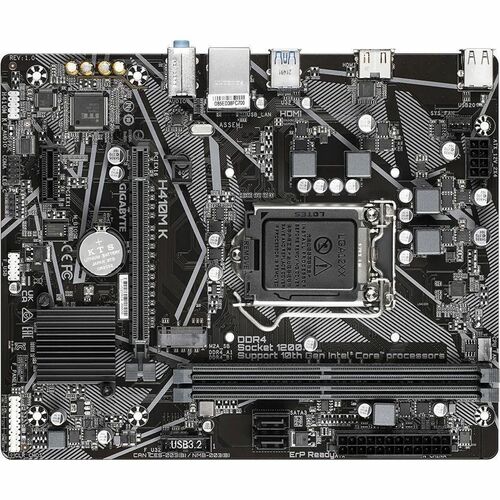 GIGABYTE Ultra Durable H410M K Desktop Motherboard - Intel H470 Chipset - Socket LGA-1200 - Micro ATX - Core i9, Pentium, 