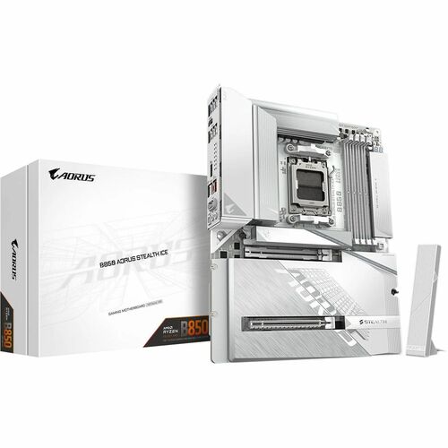 Aorus STEALTH B850 A STEALTH ICE Gaming Desktop Motherboard - AMD B850 Chipset - Socket AM5 - ATX - Ryzen 7 Processor Supp