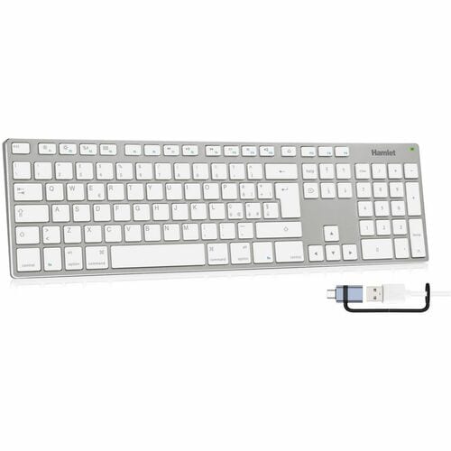 Hamlet Tastiera USB Multimediale per Mac, Doppia connessione USB-A + USB-C. Design in alluminio con tasti a basso profilo.