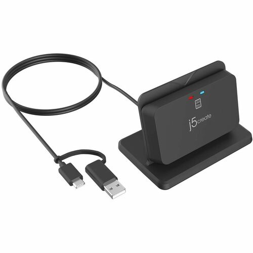 j5create JUR261-N Contact Smart Card Reader - Black - Banking, Government - TAA Compliant - CableUSB 2.0 Type A, USB 3.2 (
