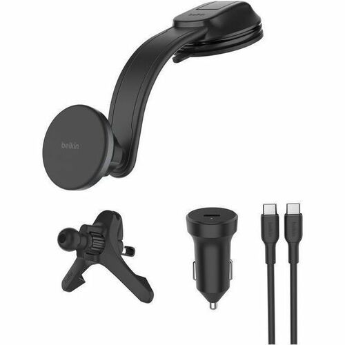 Belkin BoostCharge Smartphone, Car, iPhone SmartPhone Holder - Landscape - Aluminium Alloy - Black - Magnetic, Wireless Ch