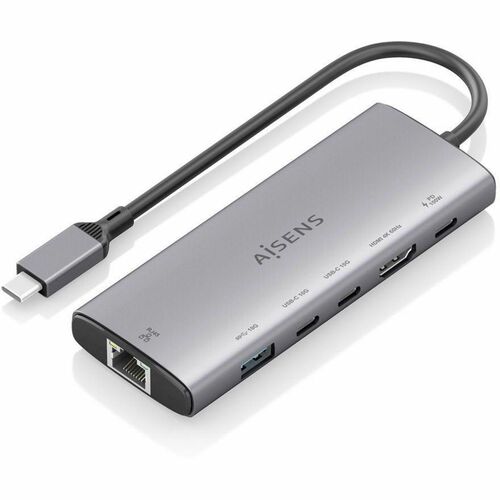 USB-C DOCK 6 EN 1 USB-C A HDMI RJ45 USB-A 2XUSB-C USB-C PD GRIS