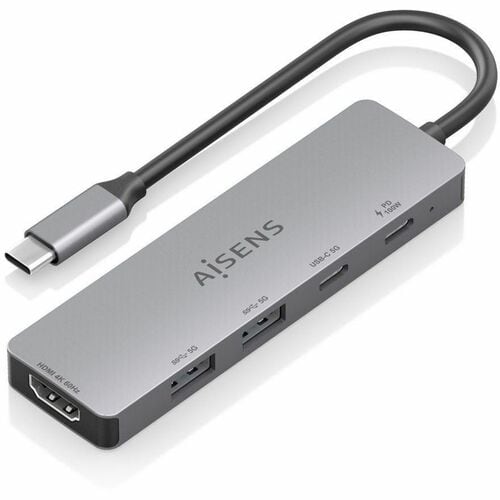 USB-C DOCK 5 EN 1 USB-C A HDMI 2XUSB-A USB-C USB-C PD GRIS 15CM