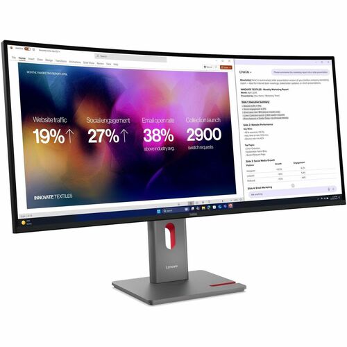 Lenovo ThinkVision P40WD-40 40" Class 5K2K WUHD Curved Screen LED Monitor - 21:9 - Eclipse Black - 100.8 cm (39.7") Viewab