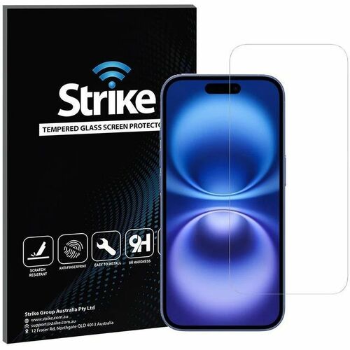 Strike 9H Tempered Glass Screen Protector for Apple iPhone 16 - For OLED iPhone 16 - Scratch Resistant, Fingerprint Resist