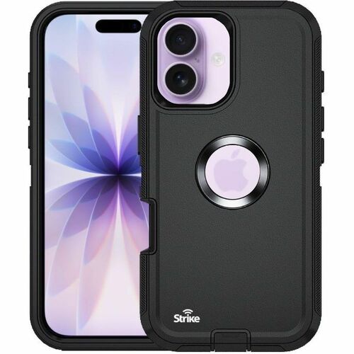 Strike Rugged Case for Apple iPhone 17 (Black) - For Apple iPhone 17 Smartphone - Rubberised Textured Design - Black - Dus