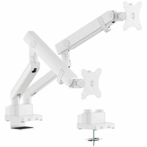 Amer Mounts Hydra HYDRA2B-W Mounting Arm for Flat Panel Display, Curved Screen Display, Monitor - White - Height Adjustabl