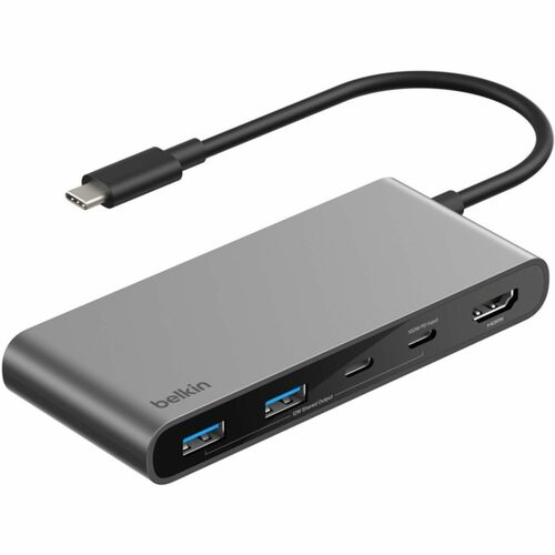 Belkin 7-Port USB-C Hub - USB-C to - 2xUSB-A, 2xUSB-C, 1x4K HDMI, 1xSD + 1xMicroSD Reader - Black - for Notebook, Workstat