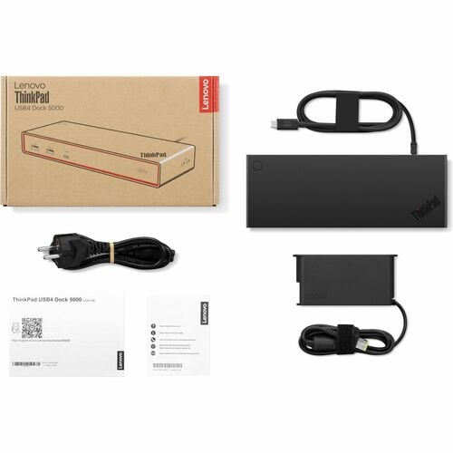 Lenovo ThinkPad 5000 USB4 Docking Station für Monitor, Notebook - Ladefunktion - 100 W - Schwarz - 4 Unterstützte Displays