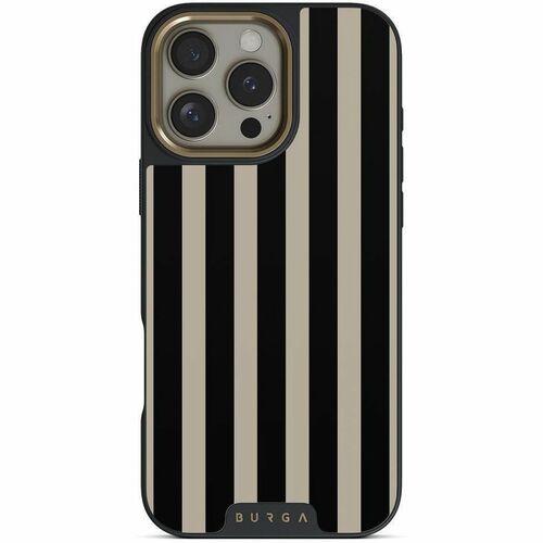BURGA Case for Apple iPhone 16 Pro Smartphone - Bold Stripes, Black and White Patterns, Timeless Design, Prophecy - Black,