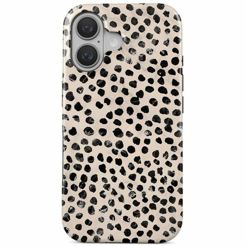 BURGA Case for Apple iPhone 16 Smartphone - Almond Latte, Asymmetrical Black Spot Pattern - Cream - Fade Resistant, Scratc