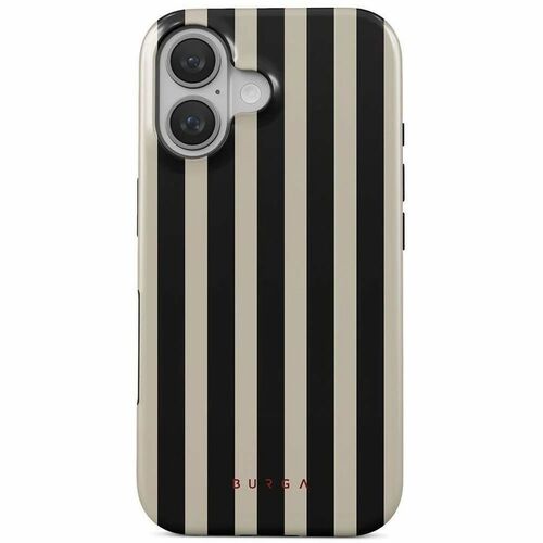 BURGA Case for Apple iPhone 16 Smartphone - Bold Stripes, Black and White Patterns, Timeless Design, Prophecy - Black, Whi