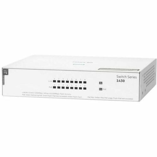 HPE Instant On 1430 8 Ports Ethernet Switch - Gigabit Ethernet - 10/100/1000Base-T - 2 Layer Supported - 64 W PoE Budget -