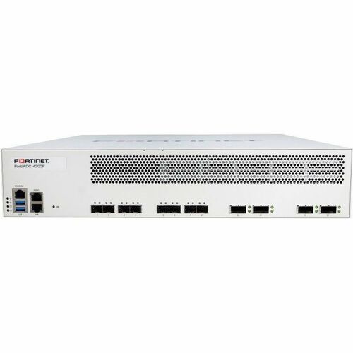 FortiADC 4200F-DC Application Delivery Controller - 4 x 40GbE QSFP+, 8 x 10GbE SFP+, 2 x GbE RJ45 management port, 1x 480G