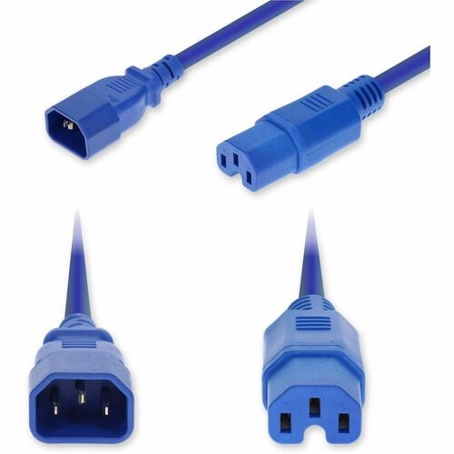 AddOn Standard Power Cord - 91.44 cm - C14 Coupler / C15 Coupler - 14 Gauge - 250 V - Blue - 1 Piece