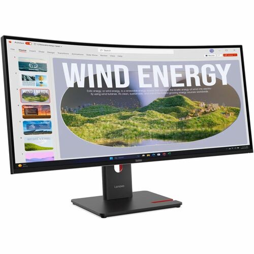 Lenovo ThinkVision T34WD-40 34" Class UW-QHD Curved Screen LED Monitor - 21:9 - Eclipse Black - 34" Viewable - Vertical Al