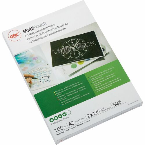 ACCO Matt Laminating Pouch - Sheet Size Supported: A3 303 mm Width x 426 mm Length - Laminating Pouch/Sheet Size: 125 µm T
