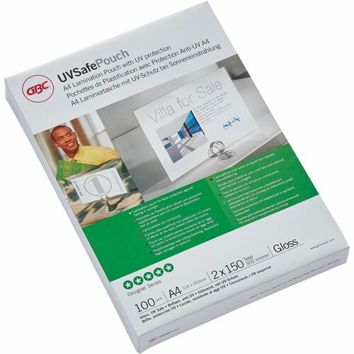 ACCO UVSafe Laminating Pouch - Sheet Size Supported: A4 - Laminating Pouch/Sheet Size: 303 mm Width x 150 µm Thickness - H