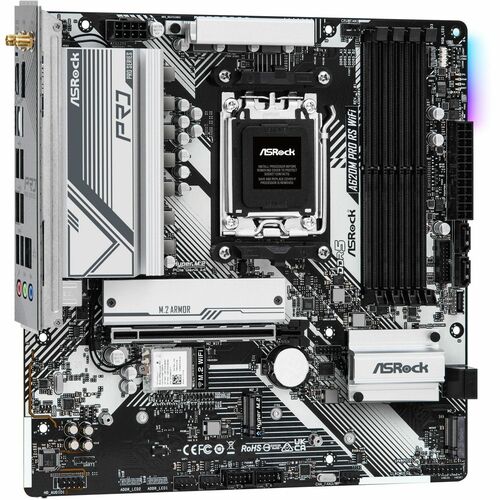 ASRock A620M Pro RS WiFi Gaming-Desktop-Motherboard - AMD A620 Chipsatz - Buchse AM5 - Micro ATX - Ryzen 7 Unterstützter P