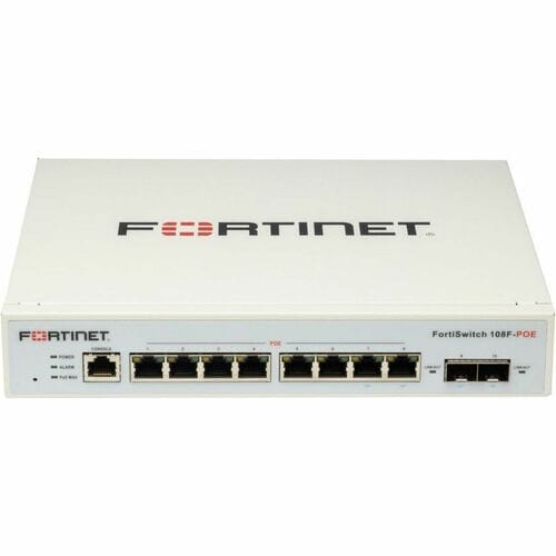 Switch Ethernet Fortinet FortiSwitch 108F-POE 8 Porte Gestibile - Gigabit Ethernet - 10/100/1000Base-T, 1000Base-X - 2 Lay