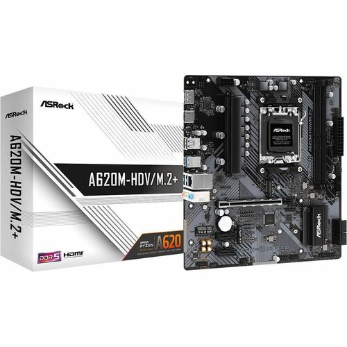 ASRock A620M-HDV/M.2+ Desktop-Mainboard - AMD A620 Chipsatz - Buchse AM5 - Micro ATX - Ryzen 7 Unterstützter Prozessor - 9