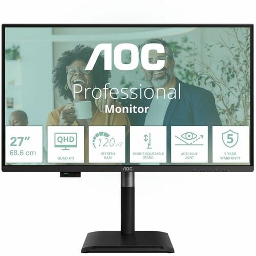 AOC Q27P4CV 27" Class WQHD LED Monitor - 16:9 - Black - 68.6 cm (27") Viewable - In-plane Switching (IPS) Technology - WLE