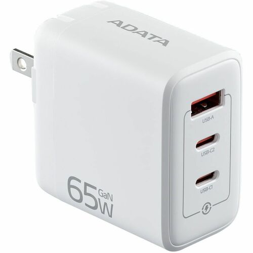 Adata 65W GaN USB Charger - 65 W - 120 V AC, 230 V AC Input - 5 V DC, 9 V DC, 12 V DC, 15 V DC, 20 V DC Output - 3.25 A - 