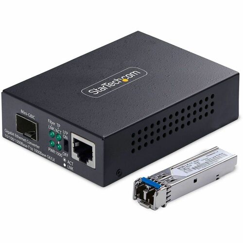 StarTech.com Gigabit Singlemode (SM) LC Glasfaser-Medienkonverter, 10/100/1000Mbps, 40 km, RJ45 zu LC, Vollmetallgehäuse, 