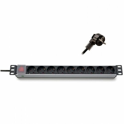 KELine PDU - DIN 49441 - 9 x DIN 49440 - 16 A - 230 V AC Input - 1U - 2.50 m Cord Length - Rack-mountable