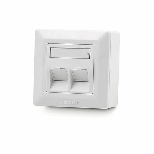 KELine Modulo50 Faceplate - 2 x Total Number of Socket(s) - White - 2 x Loaded Socket(s) - Wall Mount - 2 x RJ-45 Port(s) 