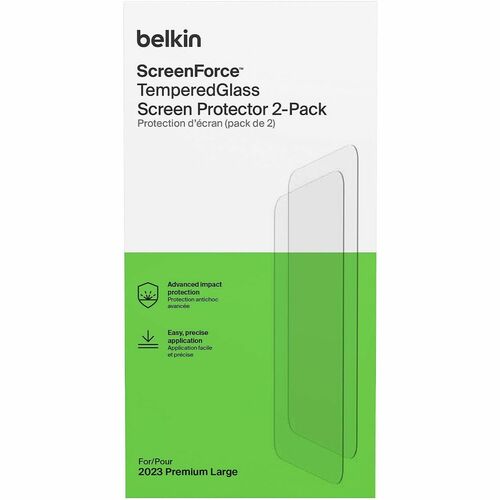 Belkin ScreenForce OVA143ZZ 9H Gehärtetes Glas Displayschutz für iPhone 15, iPhone 14 Pro - 2 Pack - für OLED iPhone 15, i
